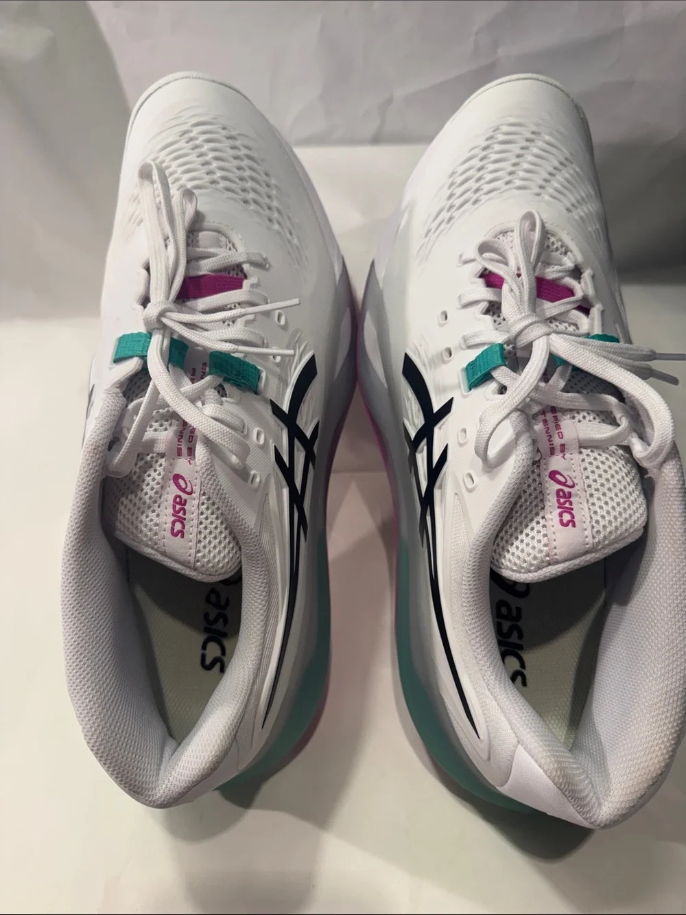 ASICS GEL-Resolution X Men’s 11 Tennis Shoes White Teal Pink NEW $165